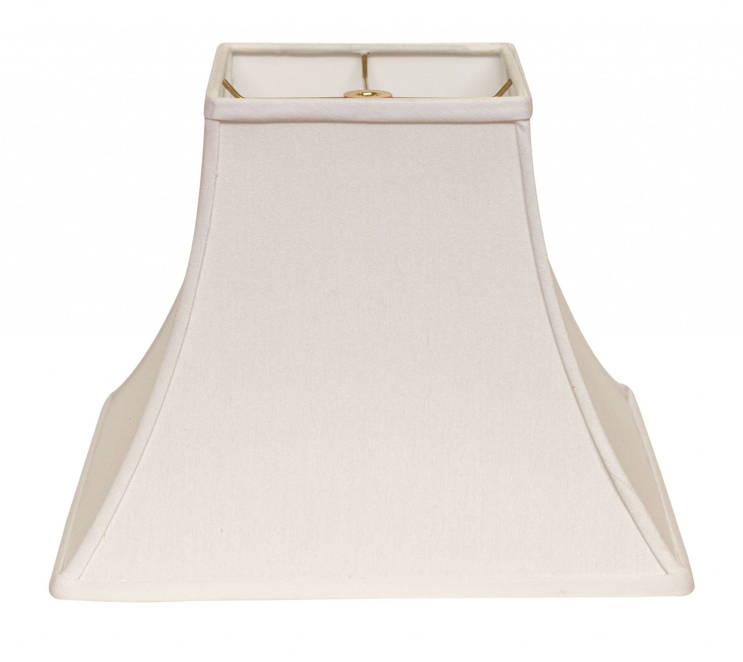 HomeRoots 14" Premium Square Bell Slanted No Slub Lampshade in White Finish