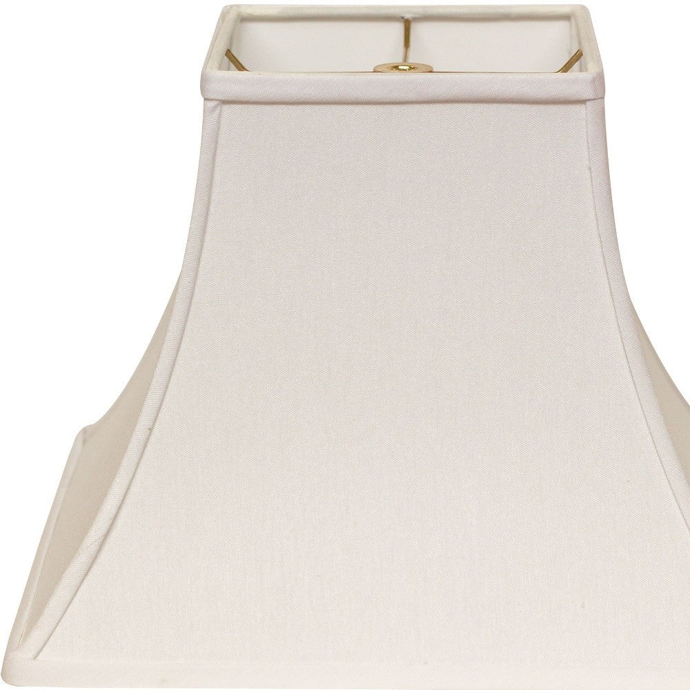 HomeRoots 14" Premium Square Bell Slanted No Slub Lampshade in White Finish