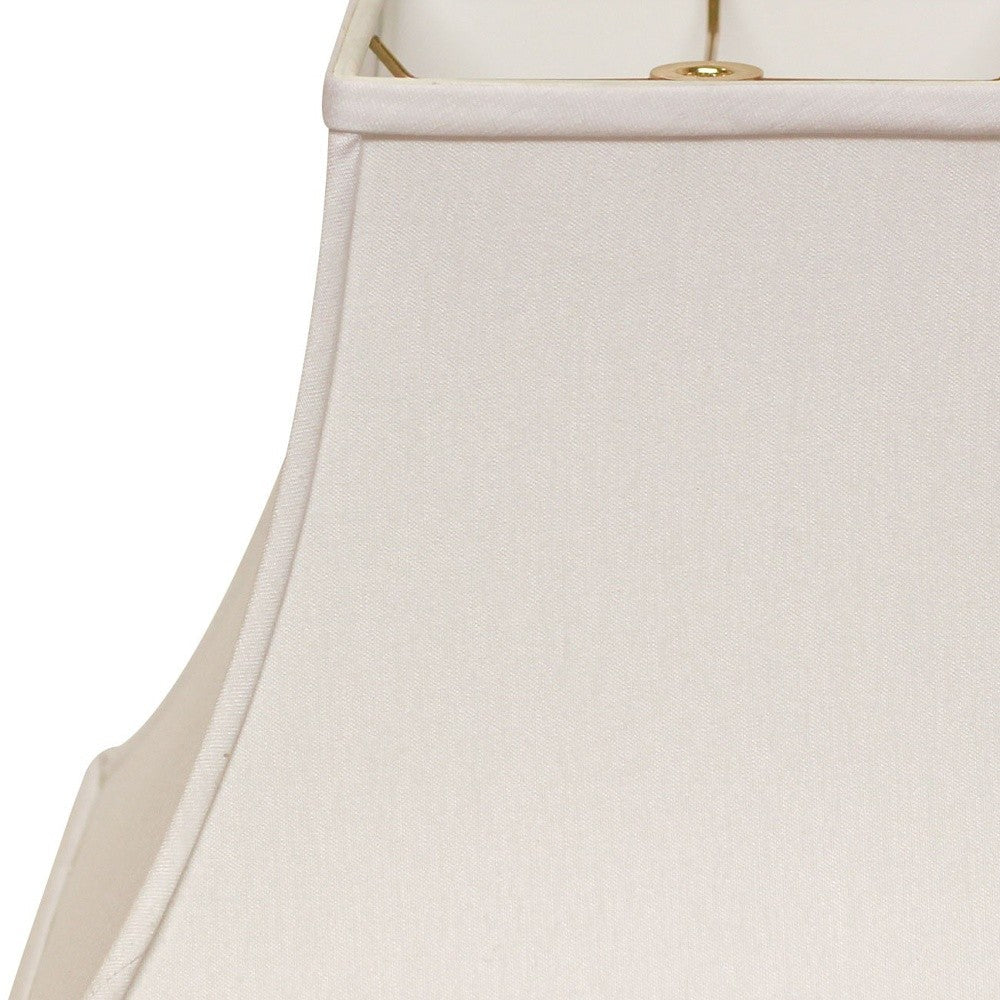 HomeRoots 14" Premium Square Bell Slanted No Slub Lampshade in White Finish