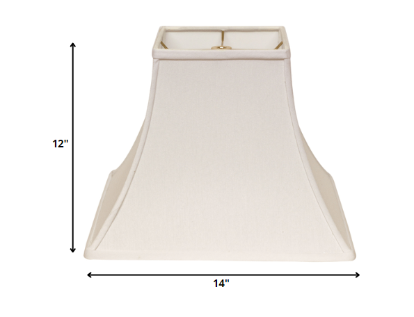 HomeRoots 14" Premium Square Bell Slanted No Slub Lampshade in White Finish