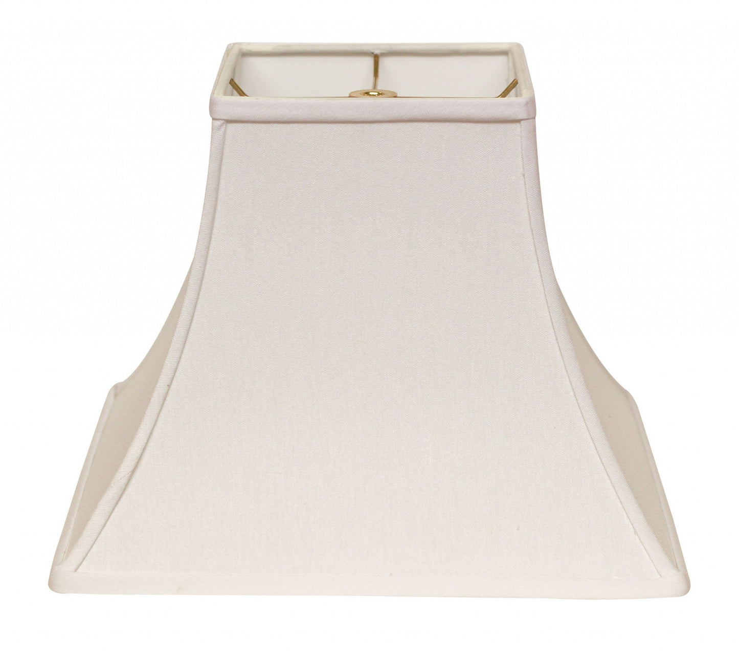 HomeRoots 14" Premium Square Bell Slanted No Slub Lampshade in White Finish