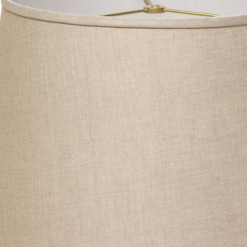 HomeRoots 14" Rounded Empire Slanted Linen Lampshade in Dark Wheat Finish