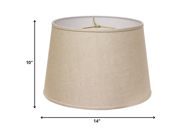 HomeRoots 14" Rounded Empire Slanted Linen Lampshade in Dark Wheat Finish