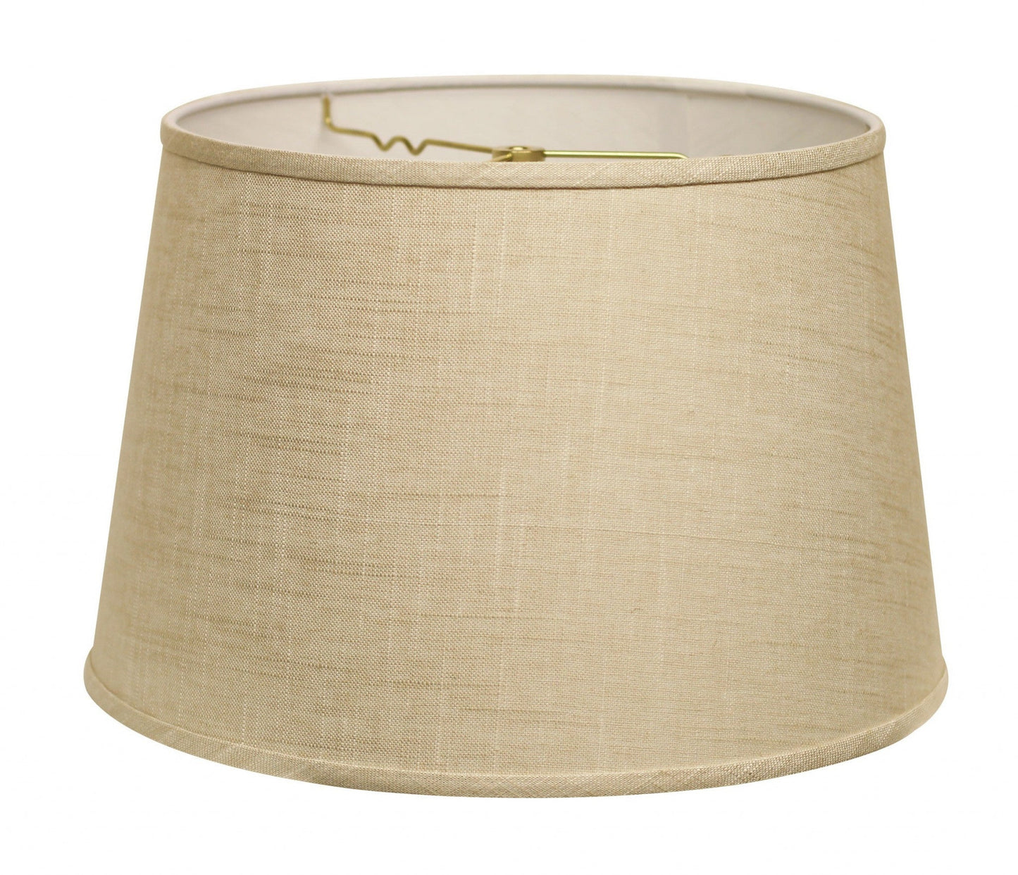 HomeRoots 14" Rounded Empire Slanted Linen Lampshade in Light Wheat Finish