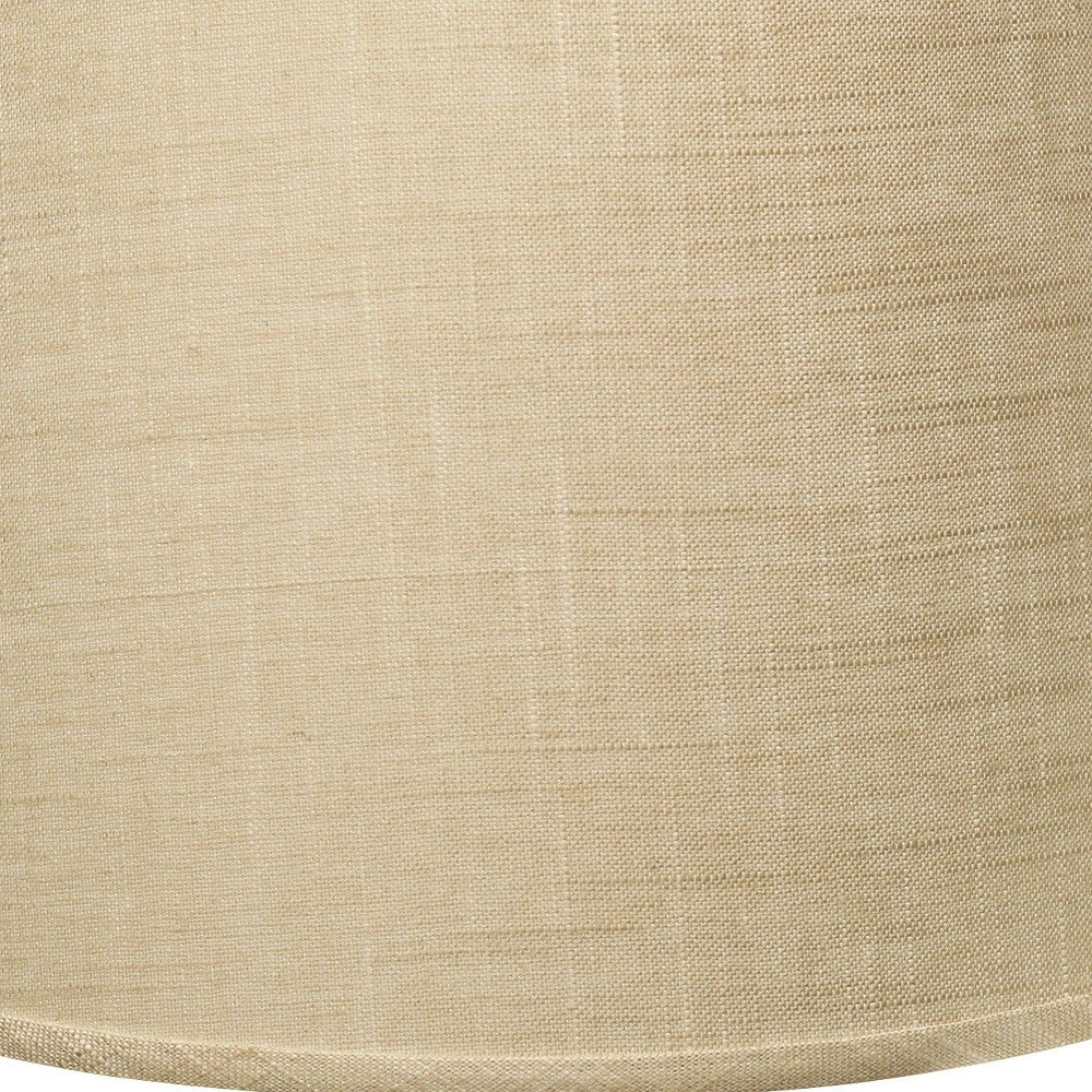 HomeRoots 14" Rounded Empire Slanted Linen Lampshade in Light Wheat Finish