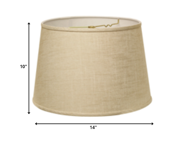 HomeRoots 14" Rounded Empire Slanted Linen Lampshade in Light Wheat Finish