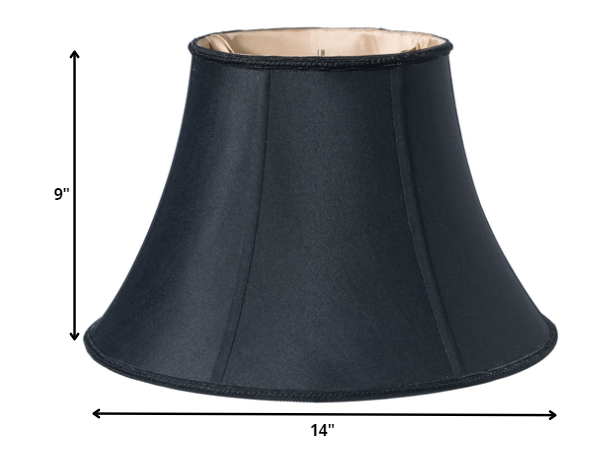 HomeRoots 14" Slanted Bell Paperback Shantung Lampshade in Black Finish