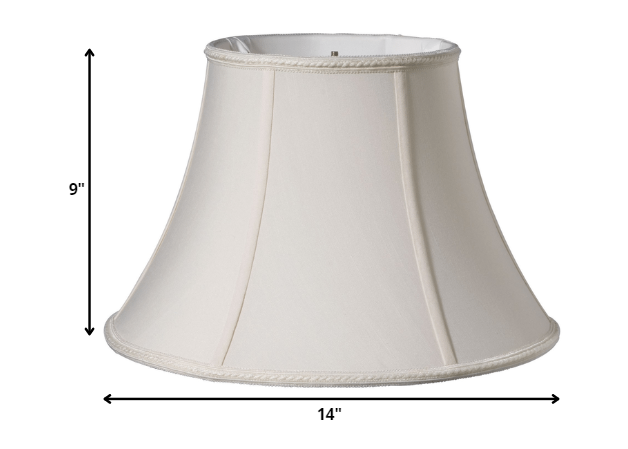 HomeRoots 14" Slanted Bell Paperback Shantung Lampshade in Cream Finish