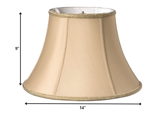 HomeRoots 14" Slanted Bell Paperback Shantung Lampshade in Vintage Gold Finish