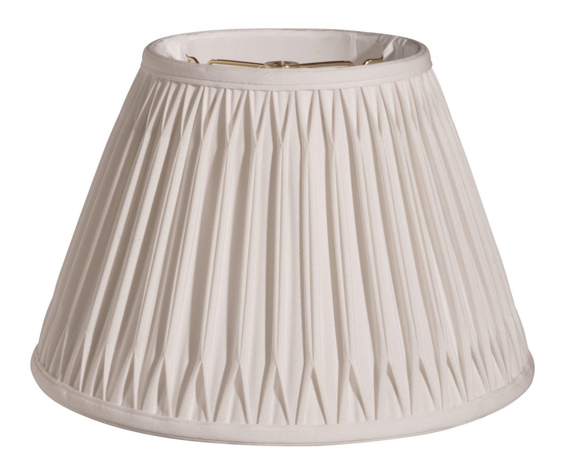 HomeRoots 14" Slanted Bell Smocked Paperback Shantung Lampshade in Cream Finish