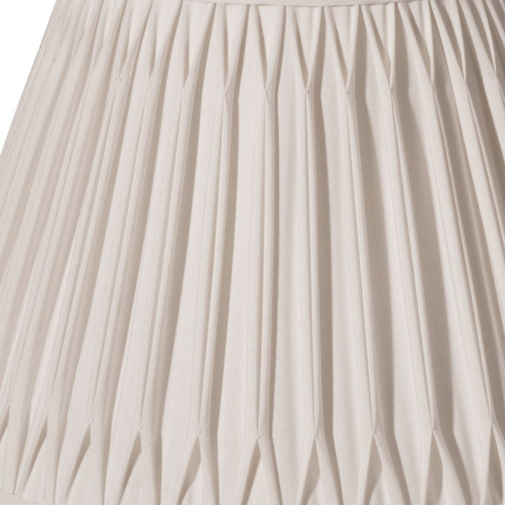 HomeRoots 14" Slanted Bell Smocked Paperback Shantung Lampshade in Cream Finish