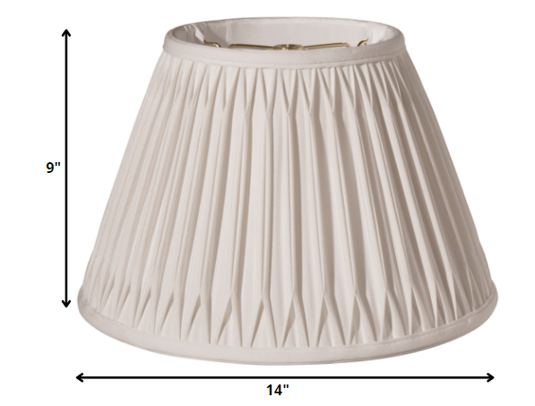 HomeRoots 14" Slanted Bell Smocked Paperback Shantung Lampshade in Cream Finish