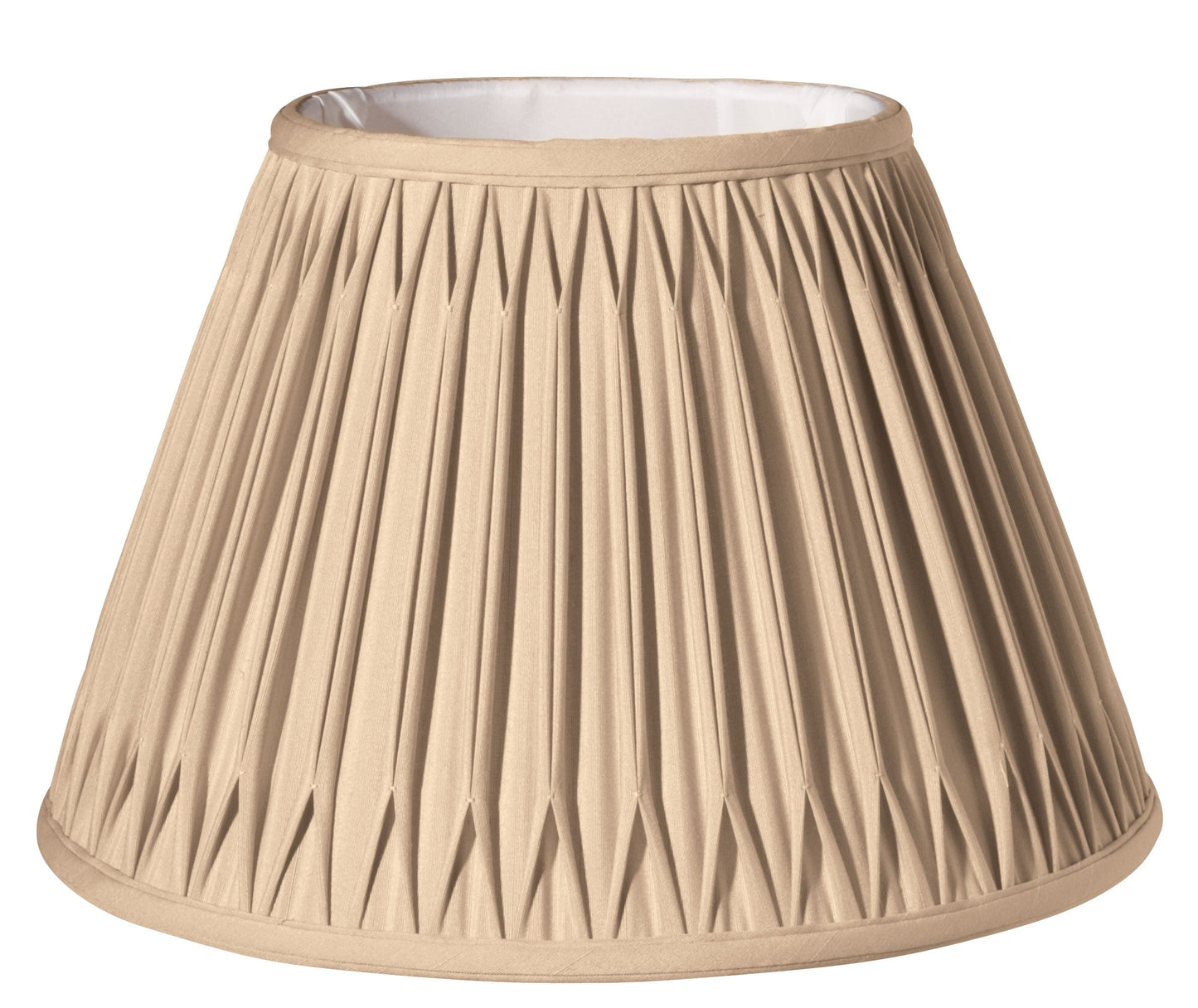 HomeRoots 14" Slanted Bell Smocked Paperback Shantung Lampshade in Vintage Gold Finish