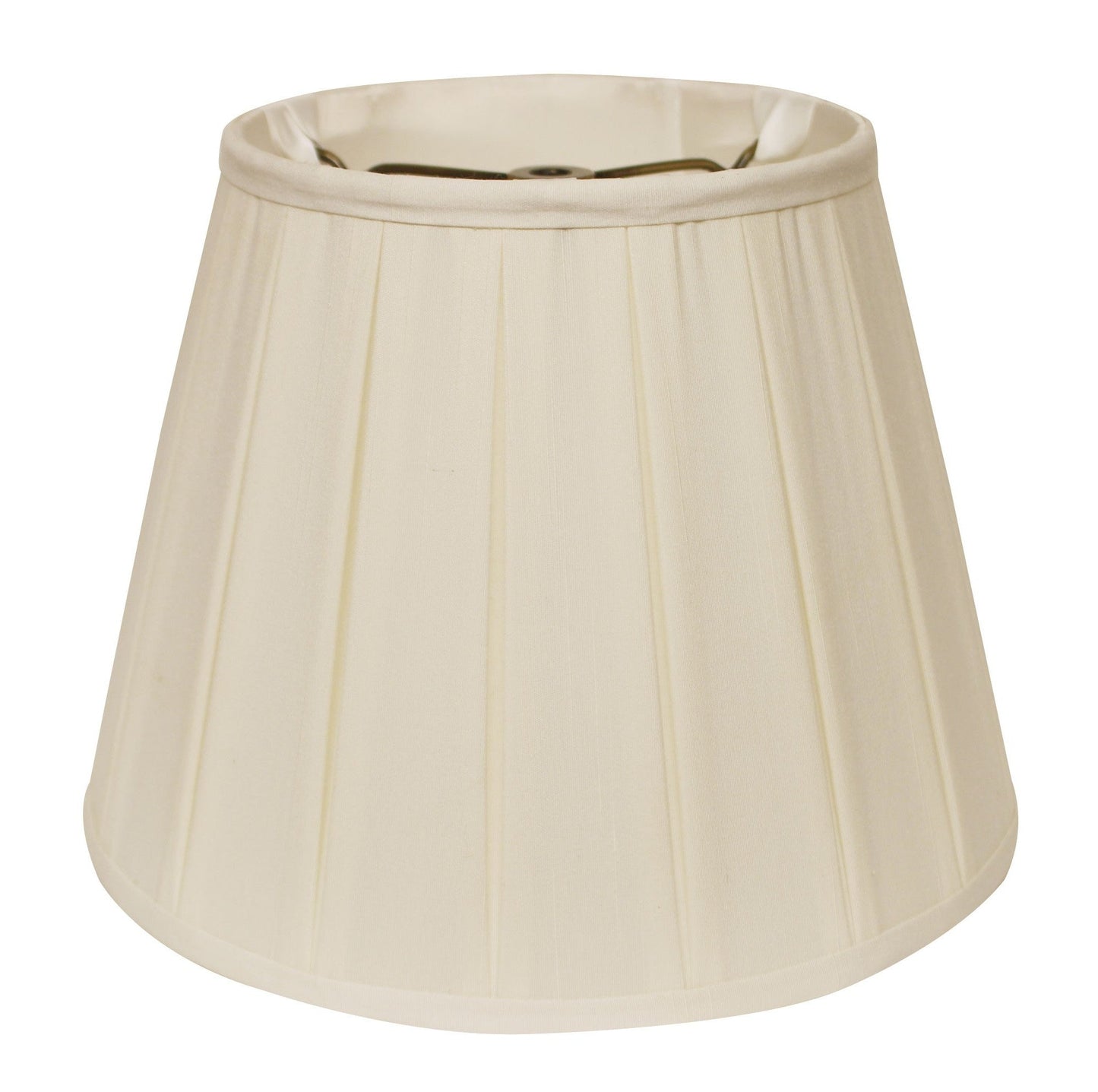 HomeRoots 14" Slanted Crimped Box Shantung Lampshade in Ivory Finish