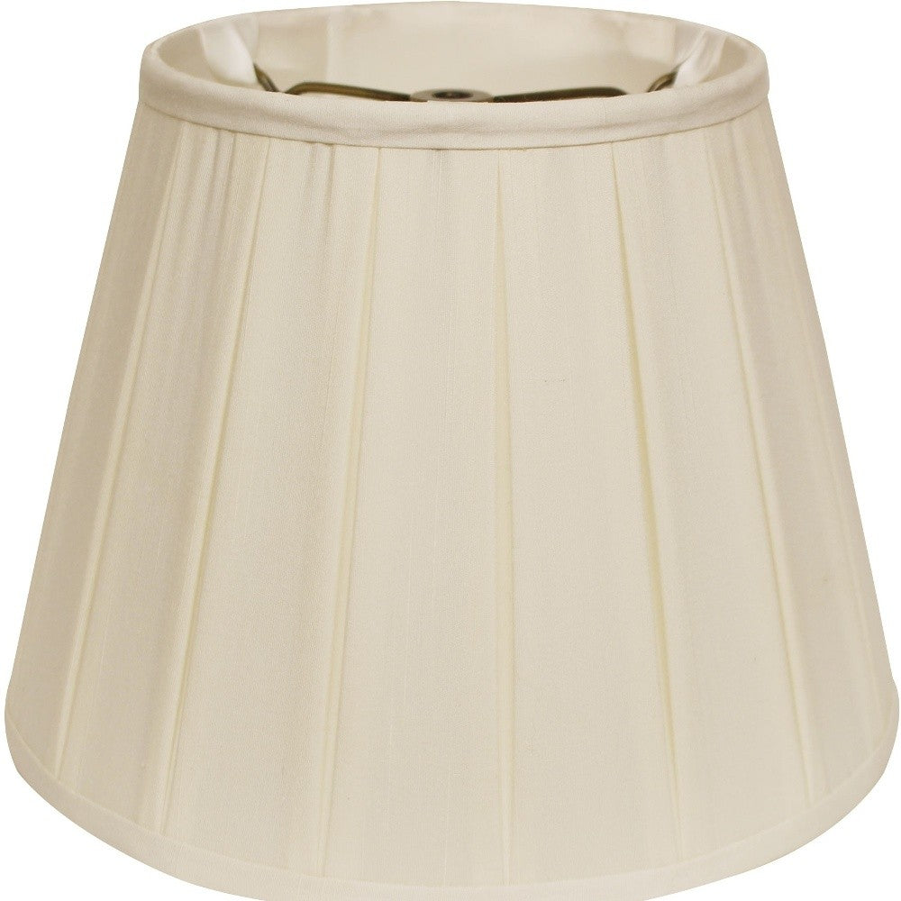 HomeRoots 14" Slanted Crimped Box Shantung Lampshade in Ivory Finish