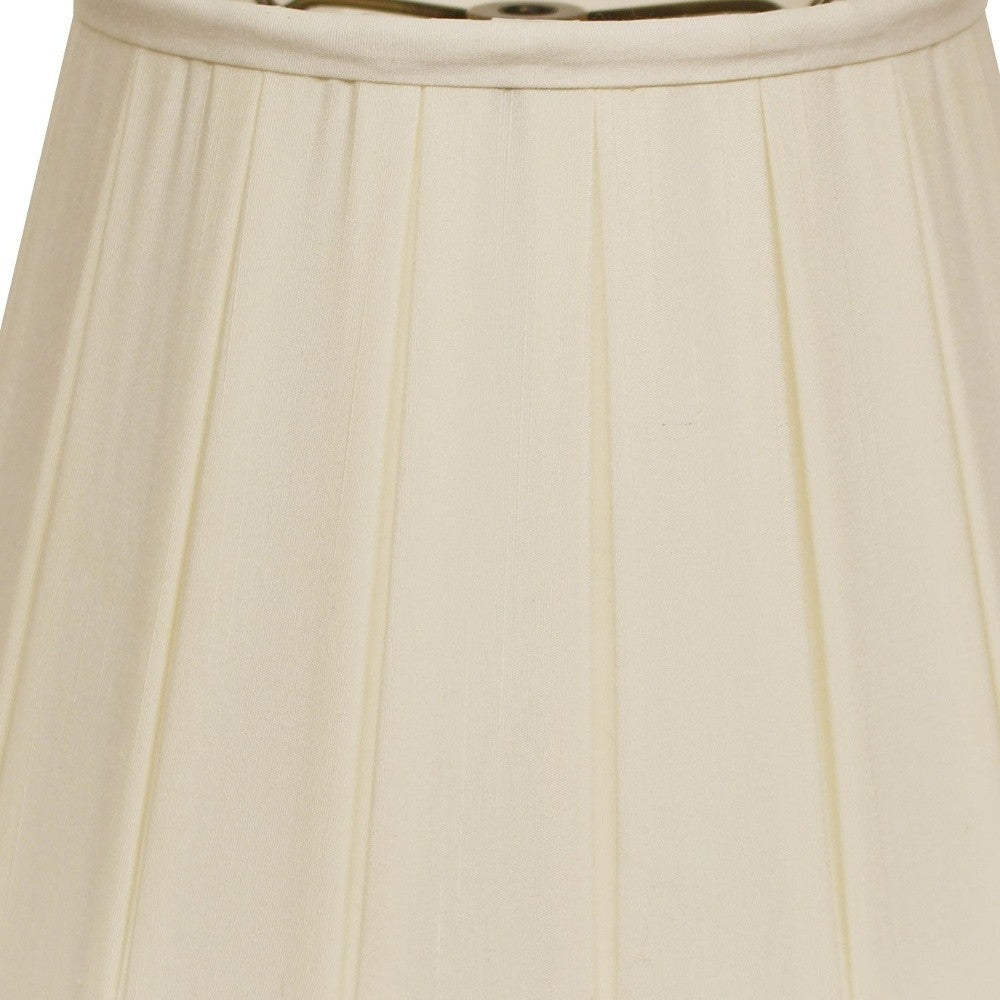 HomeRoots 14" Slanted Crimped Box Shantung Lampshade in Ivory Finish