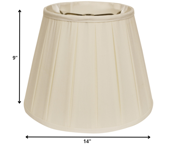 HomeRoots 14" Slanted Crimped Box Shantung Lampshade in Ivory Finish