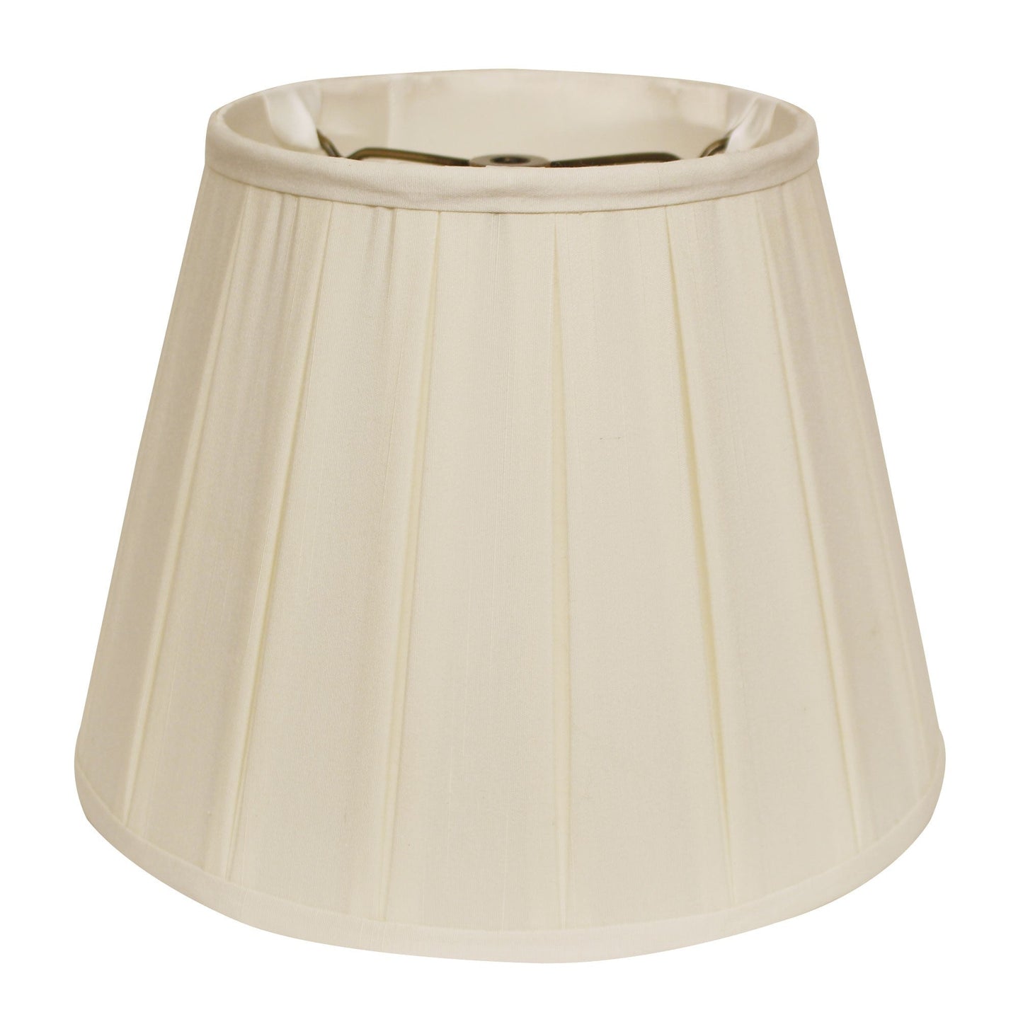 HomeRoots 14" Slanted Crimped Box Shantung Lampshade in Ivory Finish