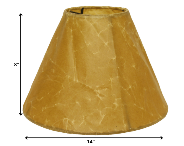 HomeRoots 14" Slanted Empire Crinkle Oil Paper Lampshade in Brown Finish