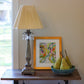 HomeRoots 14" Slanted Fancy Square Shantung Lampshade in Pearl Grey Finish