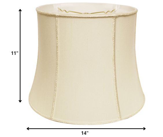 HomeRoots 14" Slanted Girdle Shantung Lampshade in Ivory Finish