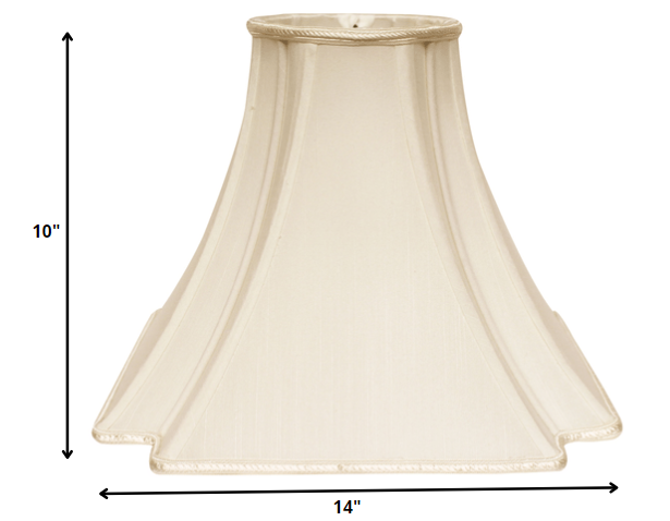 HomeRoots 14" Slanted Notch Square Shantung Lampshade in Ivory Finish