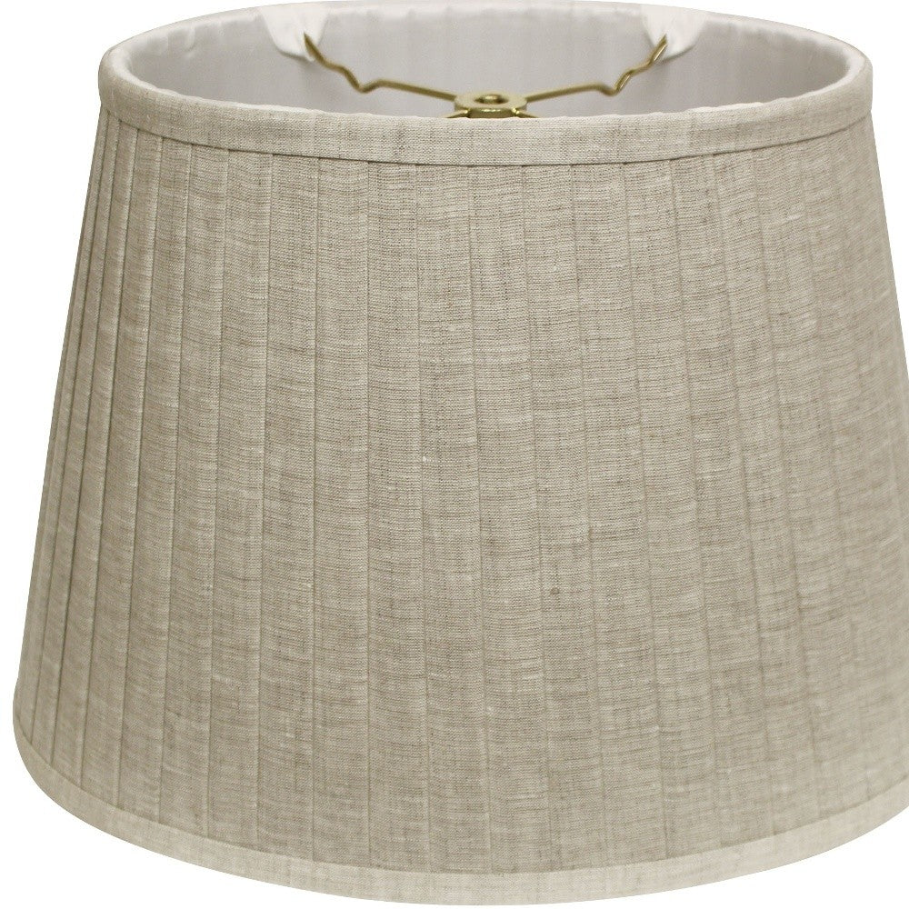 HomeRoots 14" Slanted Oval Paperback Linen Lampshade in Cream Finish