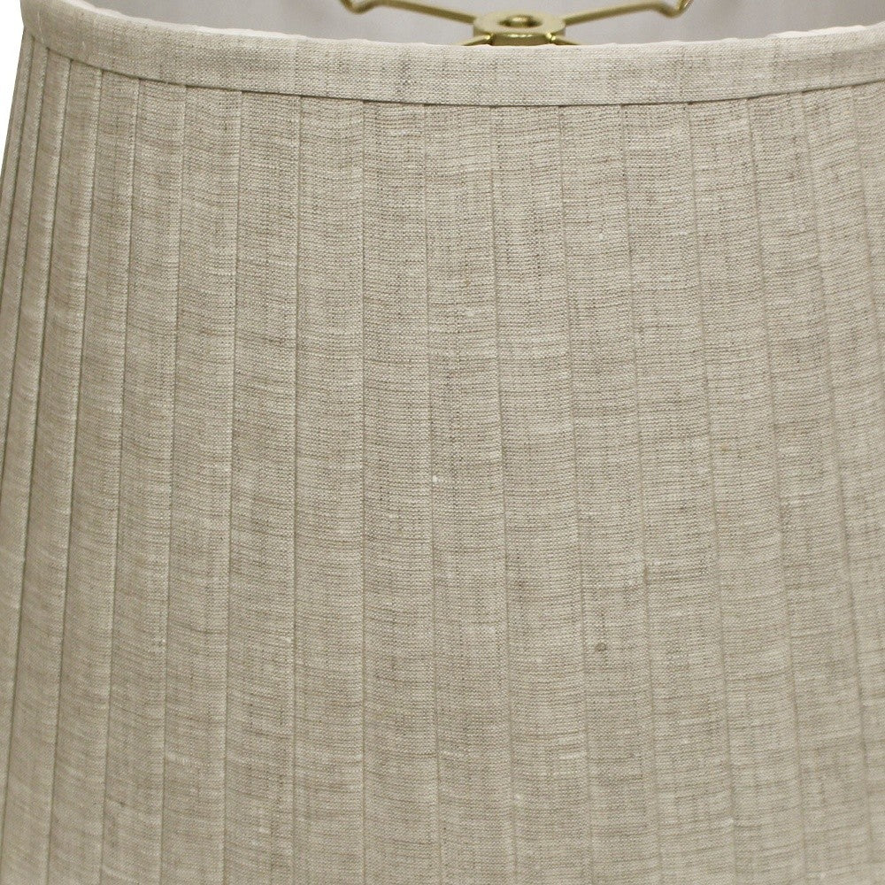 HomeRoots 14" Slanted Oval Paperback Linen Lampshade in Cream Finish