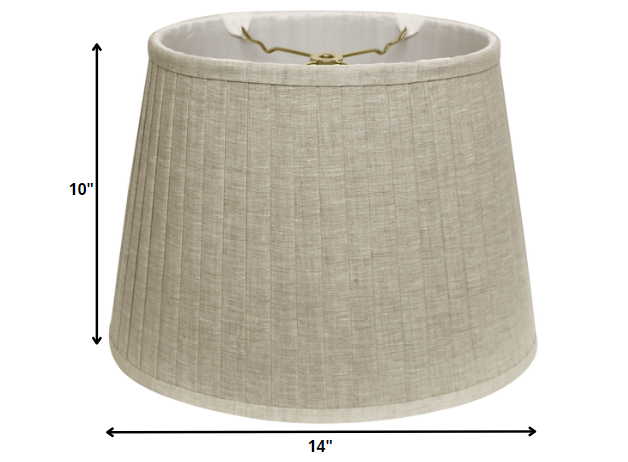 HomeRoots 14" Slanted Oval Paperback Linen Lampshade in Cream Finish
