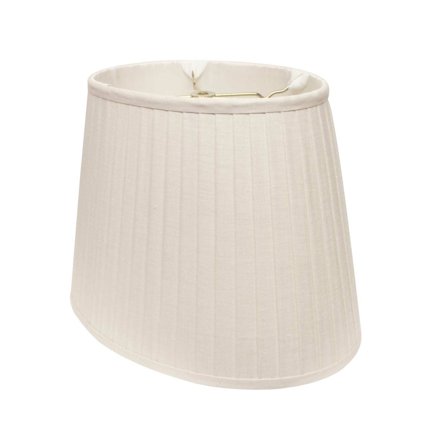 HomeRoots 14" Slanted Oval Paperback Linen Lampshade in White Finish