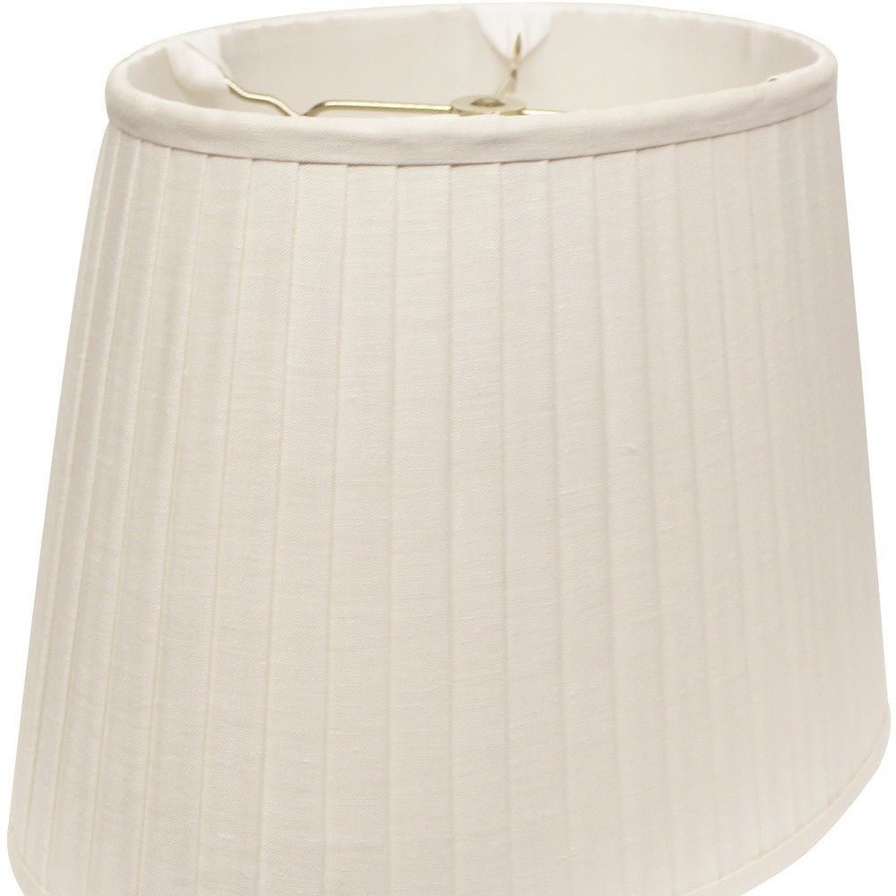 HomeRoots 14" Slanted Oval Paperback Linen Lampshade in White Finish