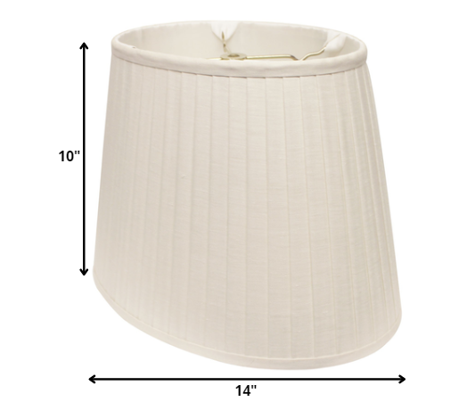 HomeRoots 14" Slanted Oval Paperback Linen Lampshade in White Finish