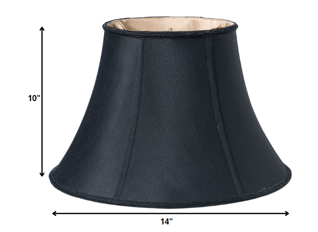 HomeRoots 14" Slanted Oval Paperback Shantung Lampshade in Black Finish With Bronze Lining