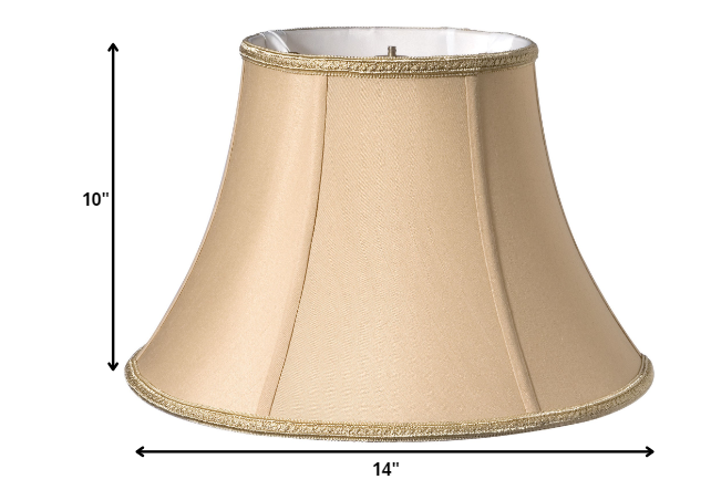 HomeRoots 14" Slanted Oval Paperback Shantung Lampshade in Vintage Gold Finish