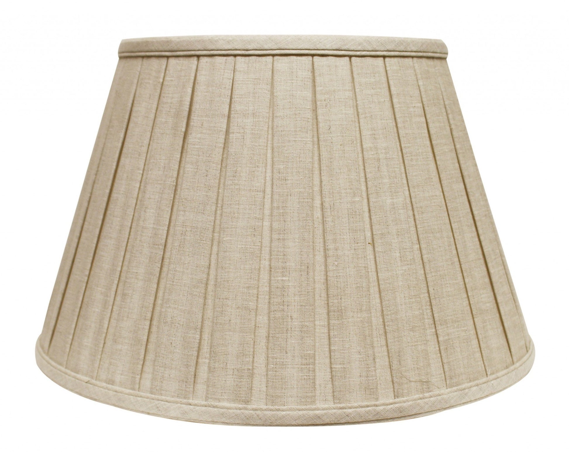 HomeRoots 14" Slanted Paperback Linen Lampshade With Box Pleat in Cream Finish