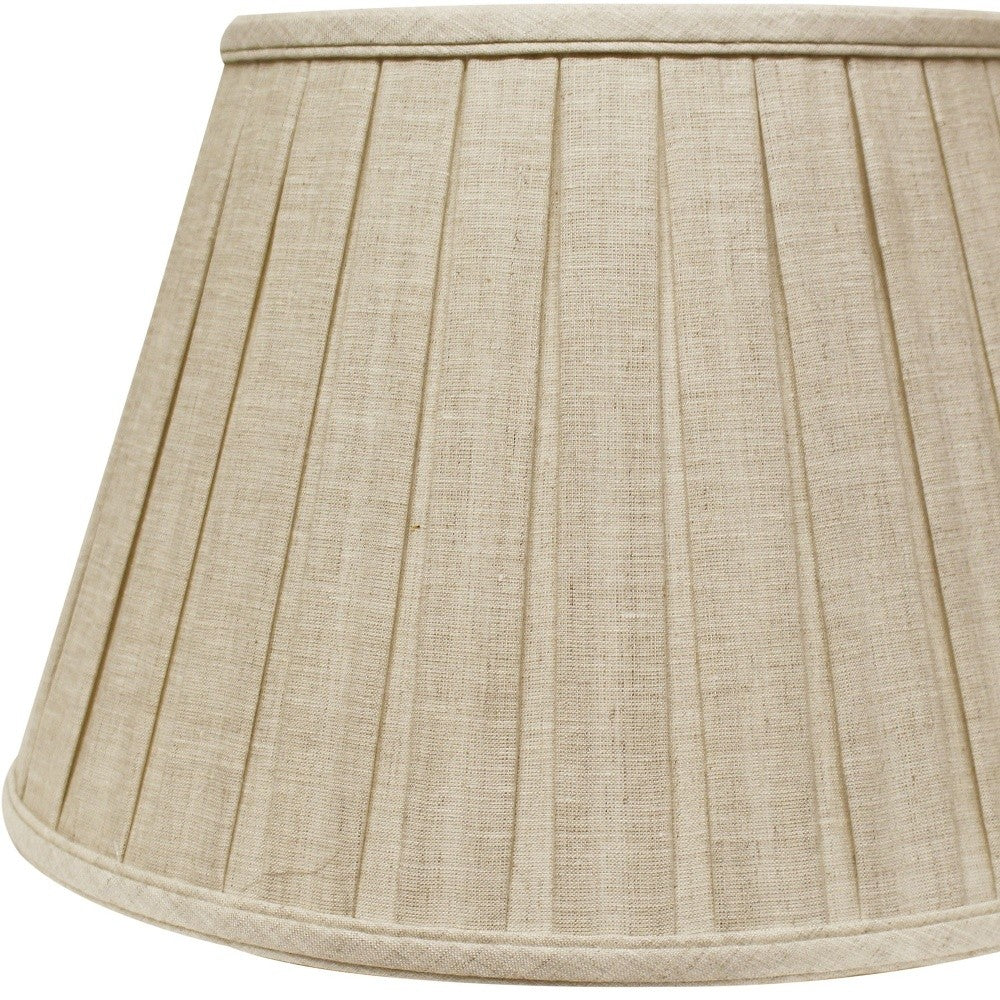 HomeRoots 14" Slanted Paperback Linen Lampshade With Box Pleat in Cream Finish