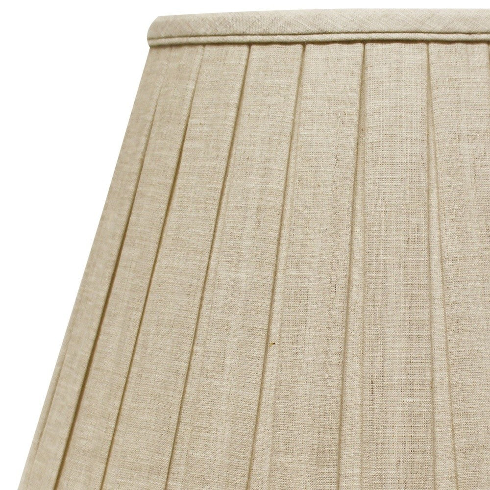 HomeRoots 14" Slanted Paperback Linen Lampshade With Box Pleat in Cream Finish