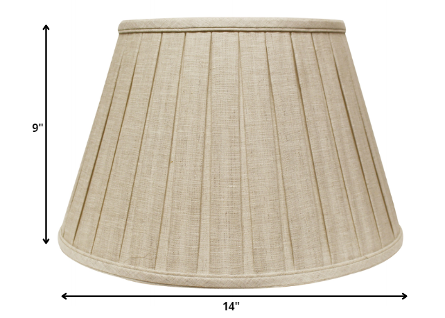 HomeRoots 14" Slanted Paperback Linen Lampshade With Box Pleat in Cream Finish