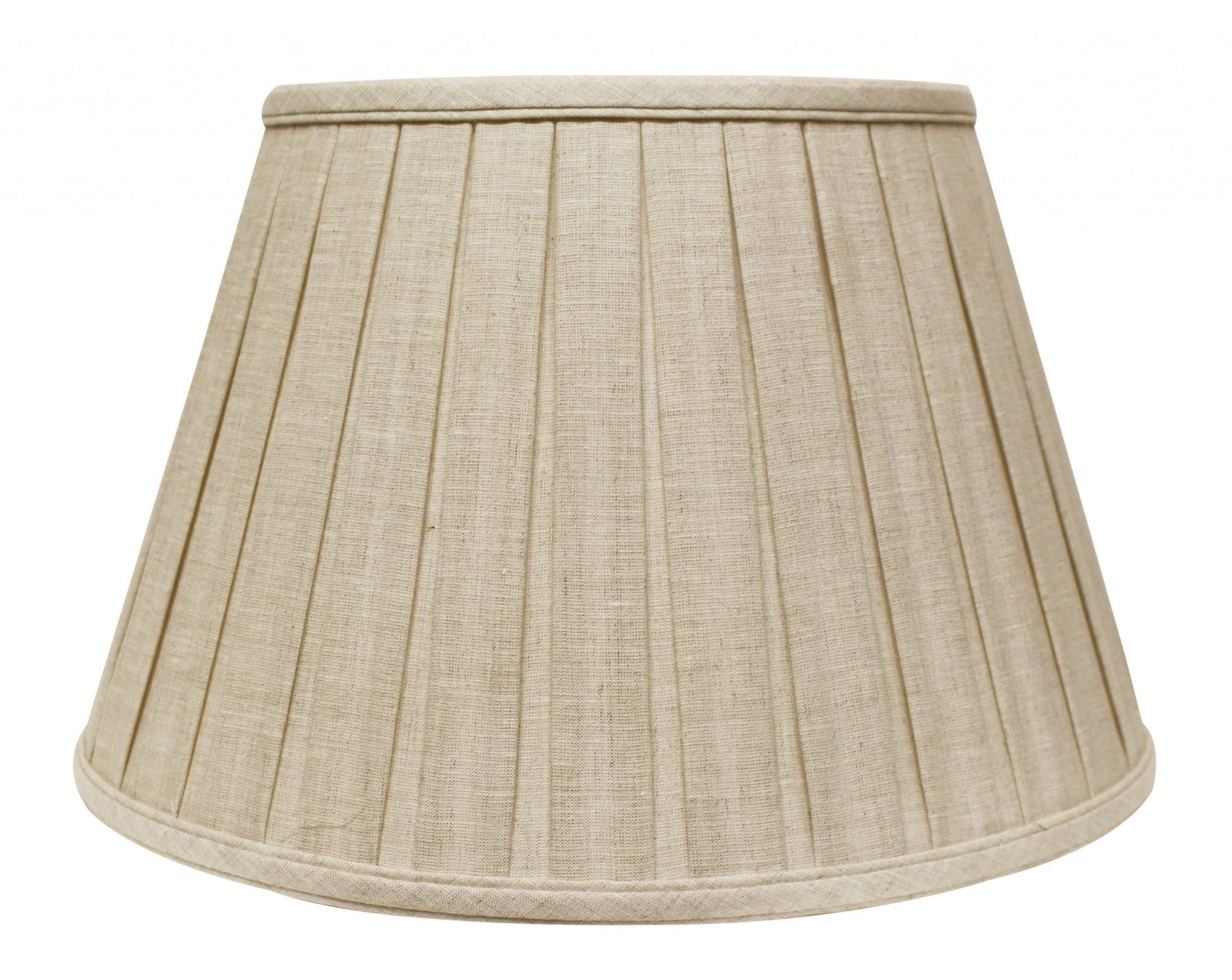 HomeRoots 14" Slanted Paperback Linen Lampshade With Box Pleat in Cream Finish