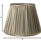 HomeRoots 14" Slanted Paperback Pleated Tafetta Lampshade in Ash Finish