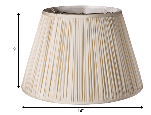 HomeRoots 14" Slanted Paperback Pleated Tafetta Lampshade in Pale Grey Finish