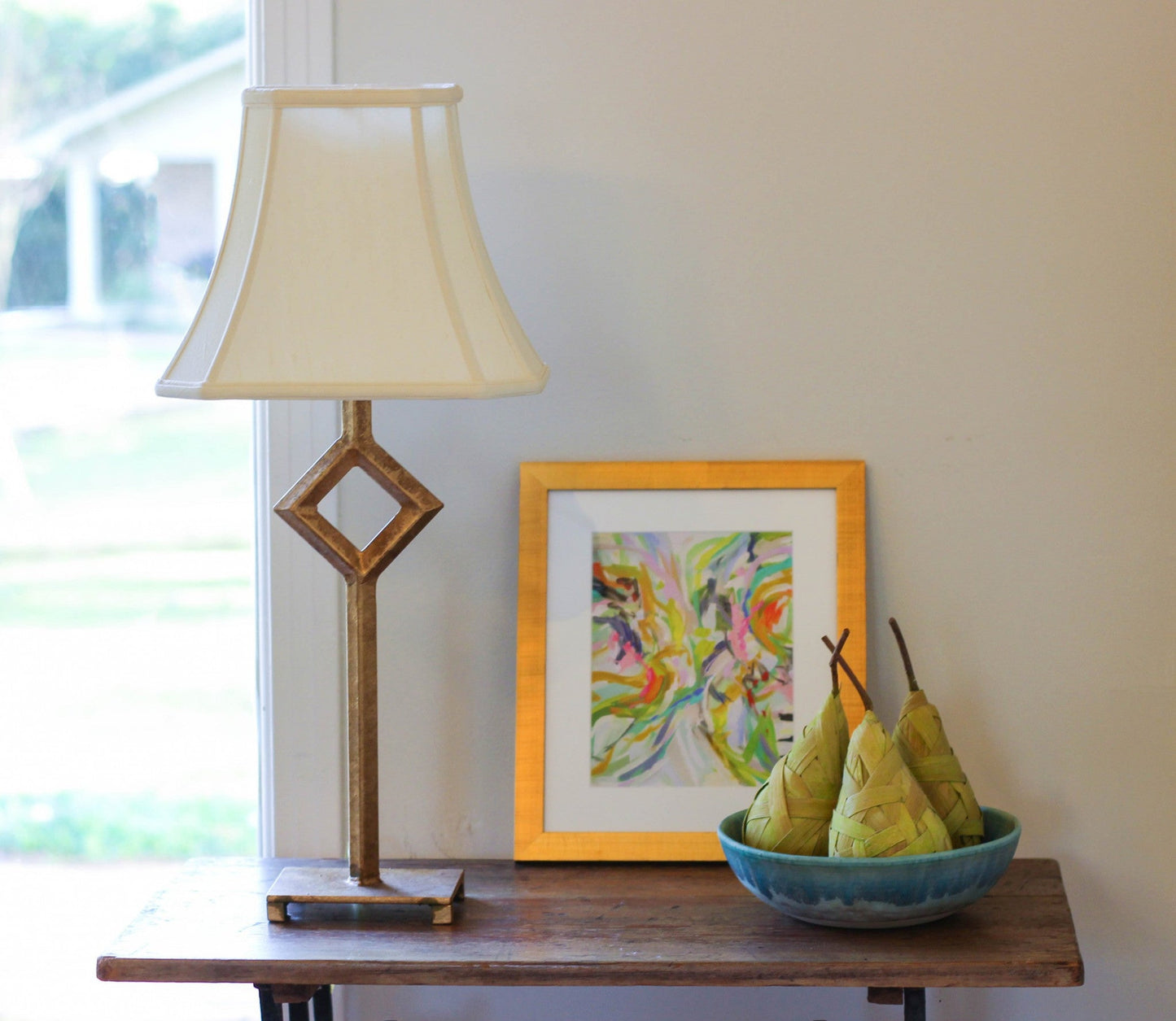 HomeRoots 14" Slanted Rectange Bell Monay Shantung Lampshade in White Finish