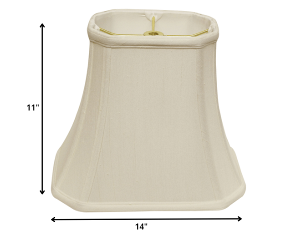 HomeRoots 14" Slanted Rectange Bell Monay Shantung Lampshade in White Finish
