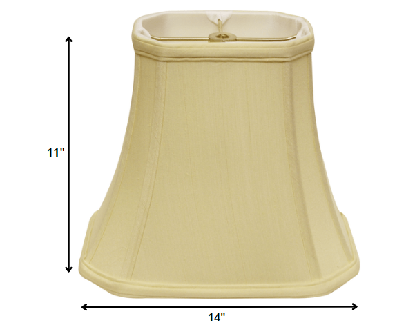 HomeRoots 14" Slanted Rectangle Bell Monay Shantung Lampshade in Antique White Finish