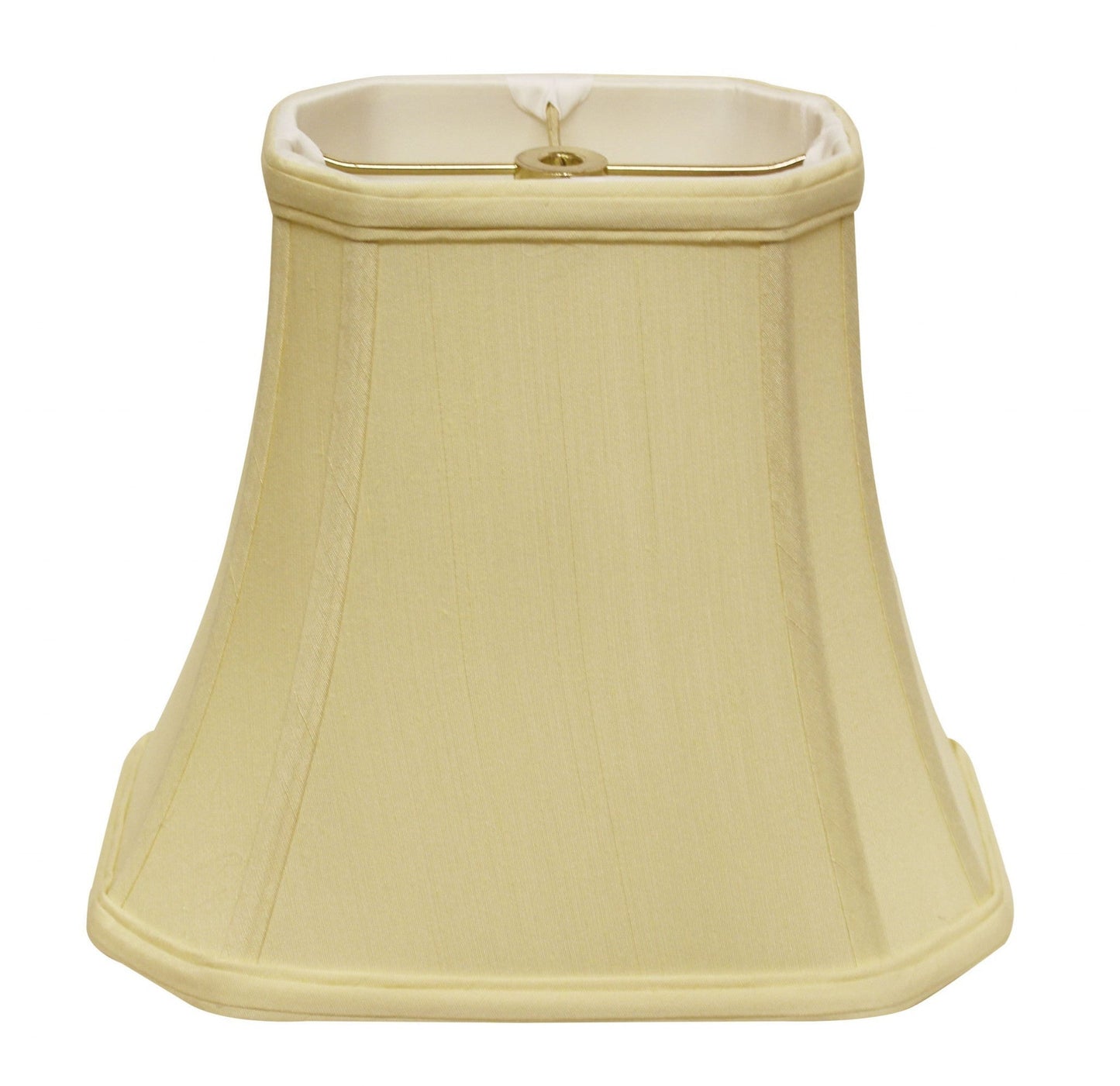 HomeRoots 14" Slanted Rectangle Bell Monay Shantung Lampshade in Antique White Finish