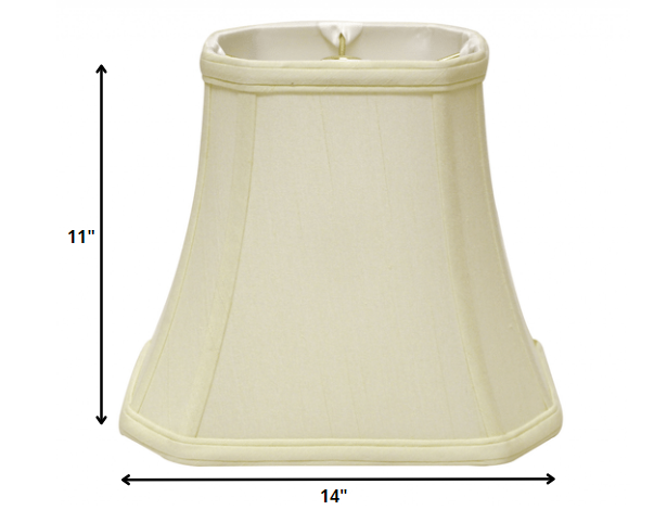 HomeRoots 14" Slanted Rectangle Bell Monay Shantung Lampshade in Ivory Finish