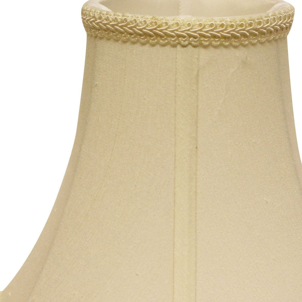 HomeRoots 14" Slanted Scallop Bell Monay Shantung Lampshade in Ivory Finish