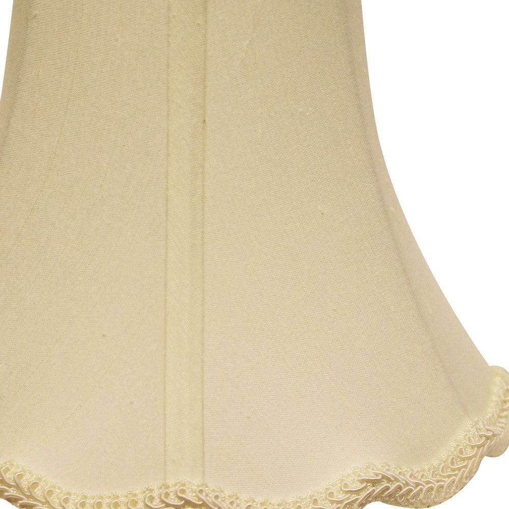 HomeRoots 14" Slanted Scallop Bell Monay Shantung Lampshade in Ivory Finish