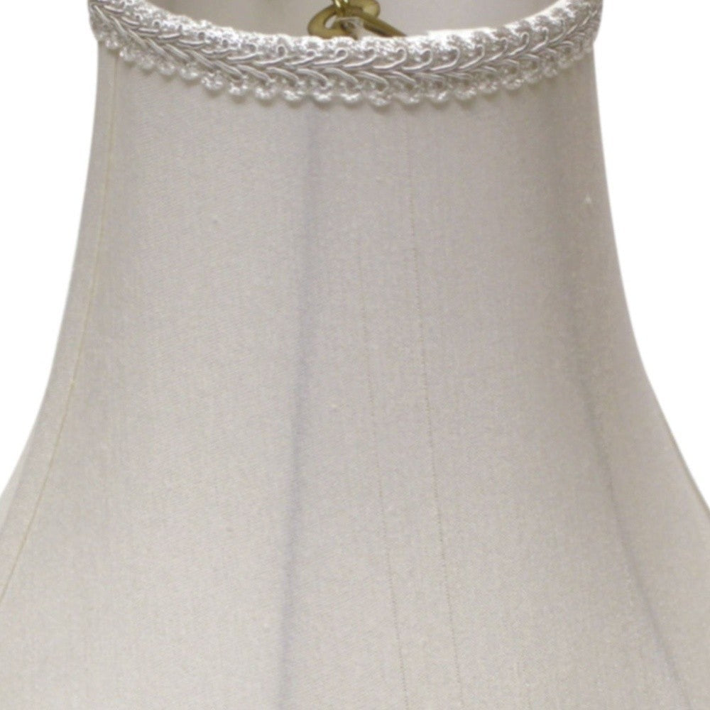 HomeRoots 14" Slanted Scallop Bell Monay Shantung Lampshade in White Finish