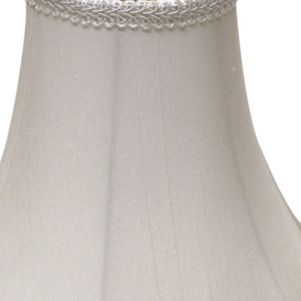 HomeRoots 14" Slanted Scallop Bell Monay Shantung Lampshade in White Finish
